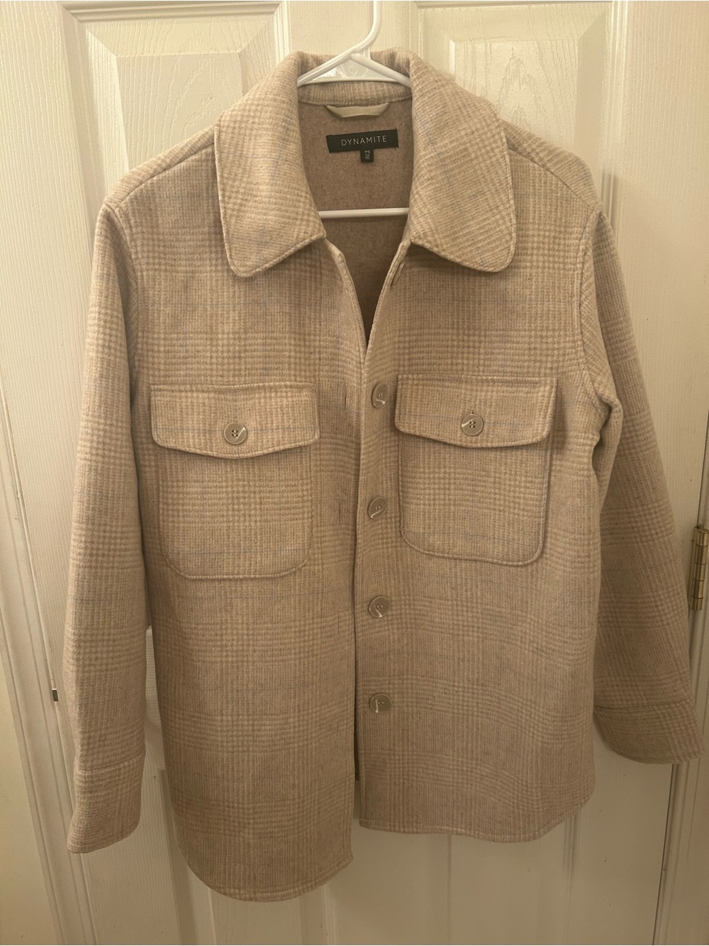 Dynamite Beige Plaid Lightweight Shirt Jacket